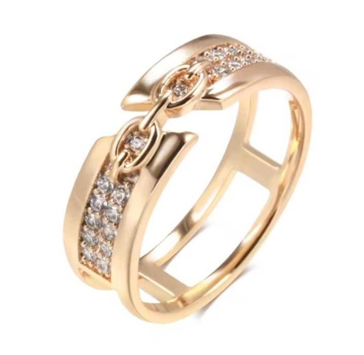 GR110,inel placat aur 14k, nou/marcat, unisex, zirconii albe