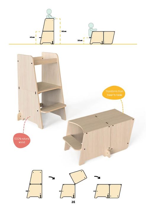 Учебна кула Bend 2в1 Монтесори