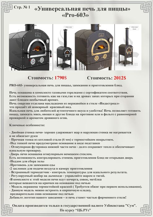 Универсальная печь для ПИЦЦЫ Pro-603, Мангал,смокер, барбекью