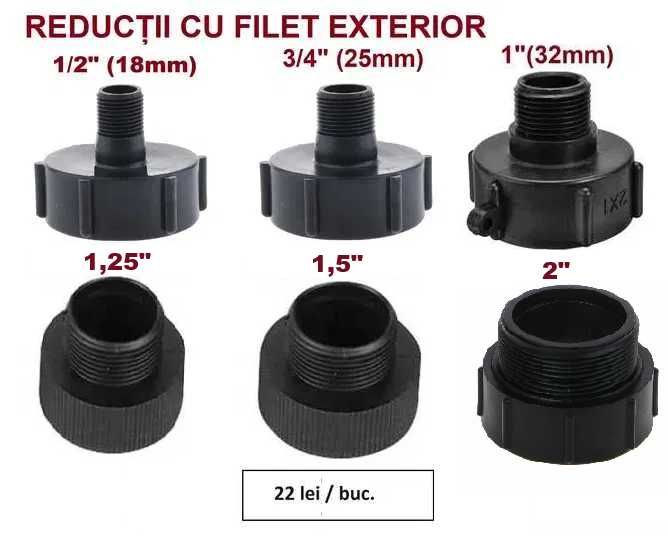 Adaptor / reductie pentru bidon IBC/cub (bazin 1000L) - diverse modele