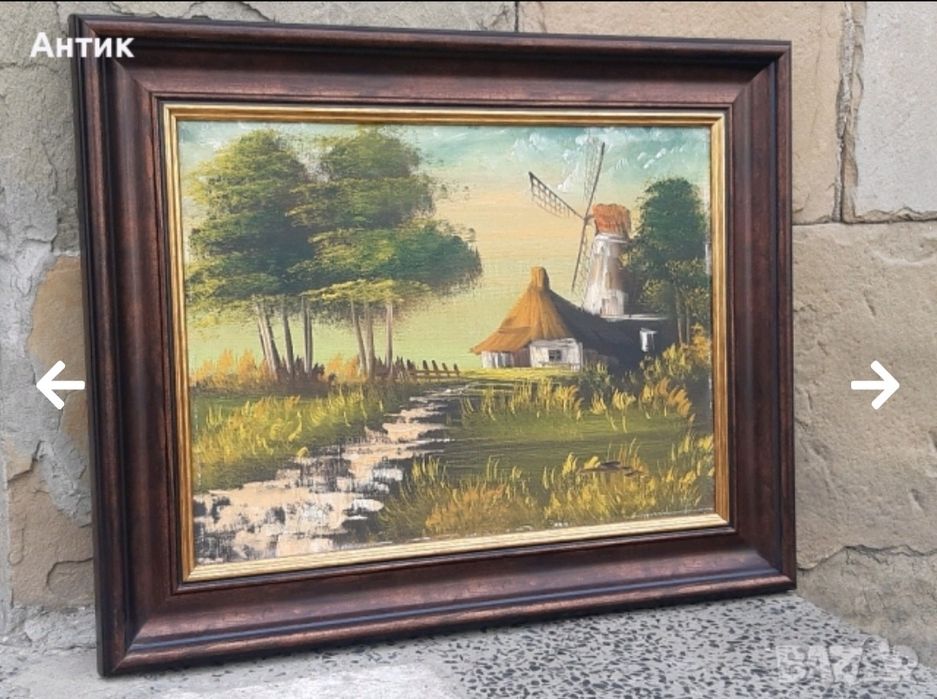 Красива Стара Картина Прованс Живопис Маслени Бои на Платно