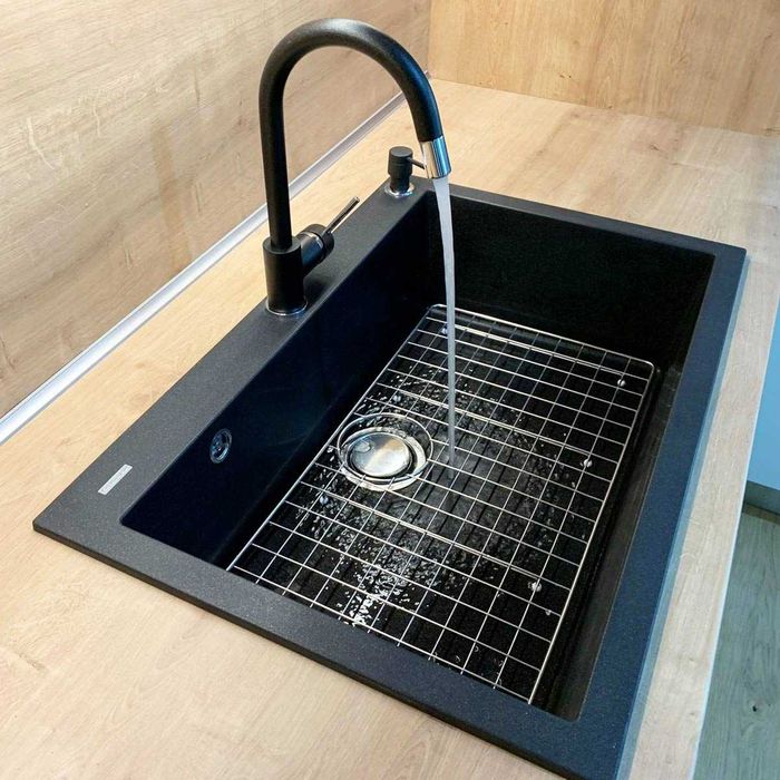 Chiuveta bucatarie granit CookingAid Cube ON7610 Neagra / Black Metal