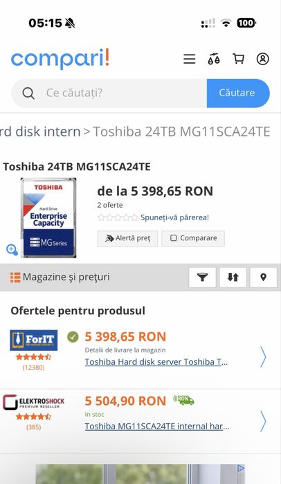 Hdd Toshiba 24TB hard disk nou sigilat mg11 sata 3 7200rpm