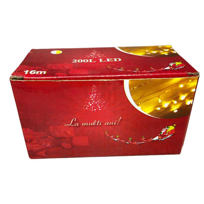 Instalație luminoasă LED pentru brad de Crăciun, 16 m, 200 LED-uri