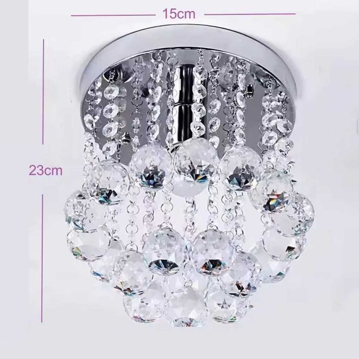 Модерен таванен полилей с големи кристални сфери и основа в сребристо