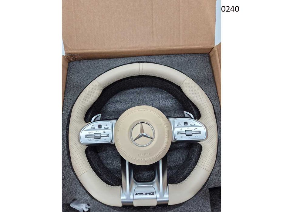 Volan sport piele AMG Mercedes  CLS, E, G, GLC, GLS, GLE Old touch bej