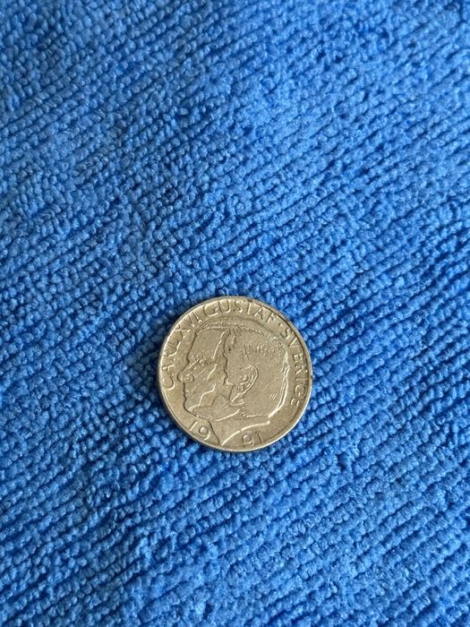 Монета Шведска 1 крона 1991 Крал Карл XVI Густав King Karl XVI 1 KR