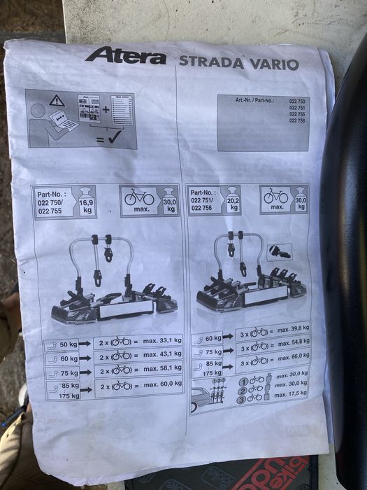 Suport biciclete Atera prindere carlig auto,model nou
