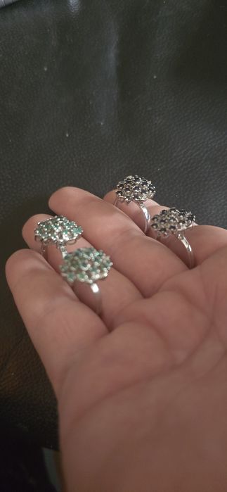 Inele argint safire si smaralde naturale