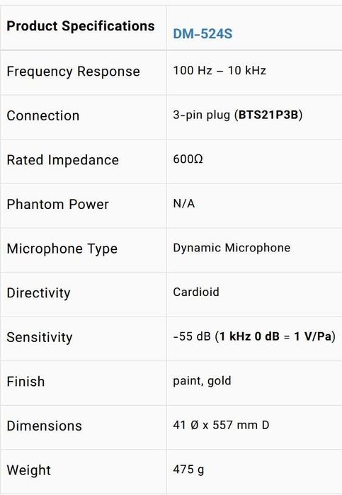 Microfon TOA DM-524S Dinamic, Made in Japan