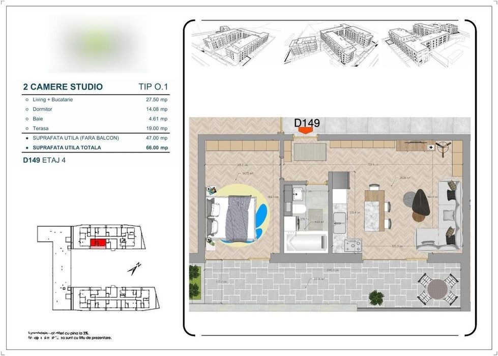 Apartament 2 Camere | Loc De Parcare | Terasa 17Mp