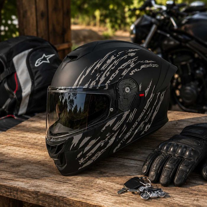 Casca Moto/Scuter Flip-Up, Viziera Dubla, Modulabila, Negru Camo