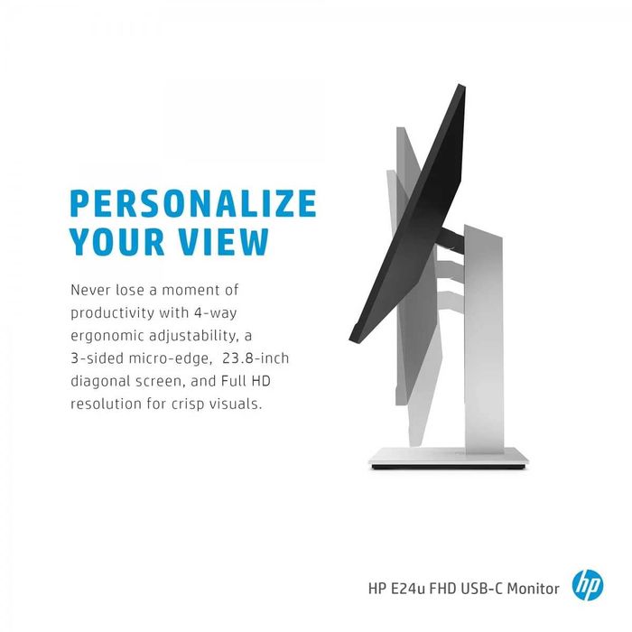 Монитор HP E24u G4 1920x1080 с 12 месеца гаранция