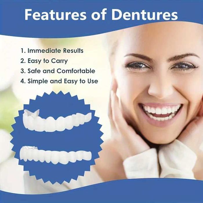 Proteze fatete dentare 2 seturi dinți superiori și inferiori pentru dinti ortodontici temporari dinti falsii.  Crema Scrub corp cu sare de mare 300g.