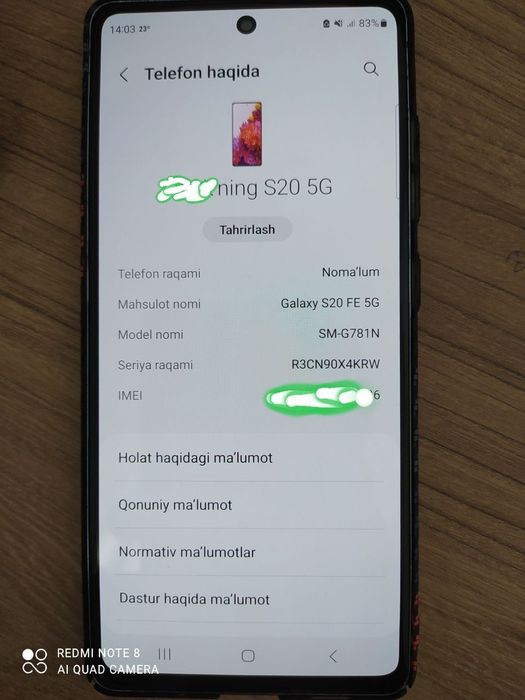 Samsung galaxy S20 FE 5G