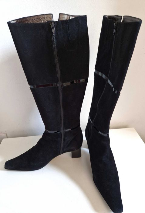 Cizme elegante piele întoarsă măr.40