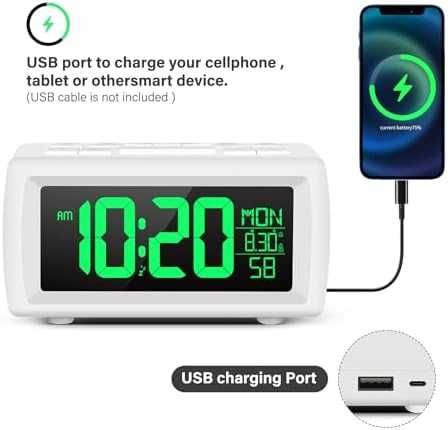 Дигитален Радио Часовник с Аларма Голям Дисплей 7 Цвята Ярък LED Екран