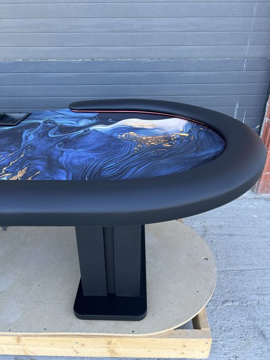 Masa poker art deco paint cu LED si intrare dealer CustomTables.eu