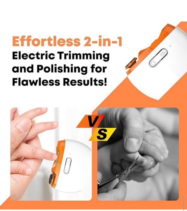 Електрически автоматичен нокторезач, 2 в 1, с LED светлина, за маникюр