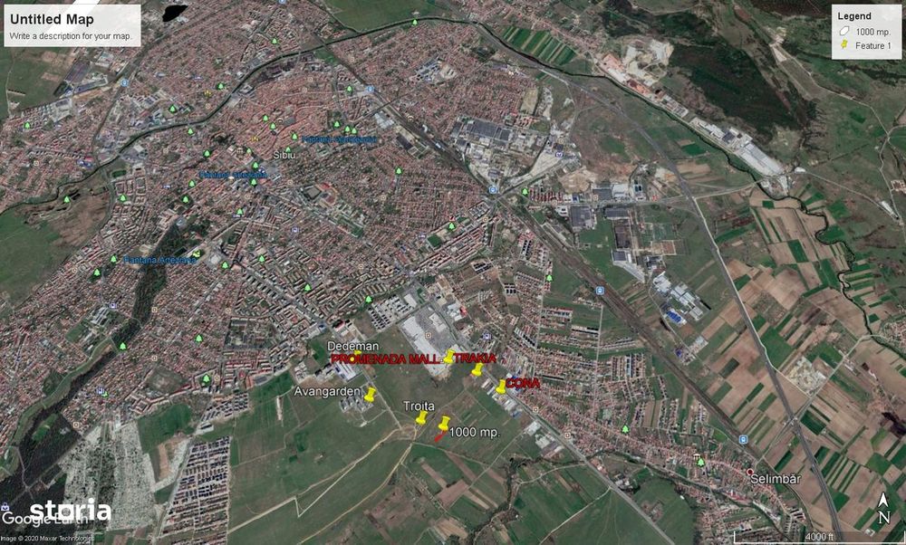 Vand teren  de investitie, 1000 mp., situat in zona Shopping City