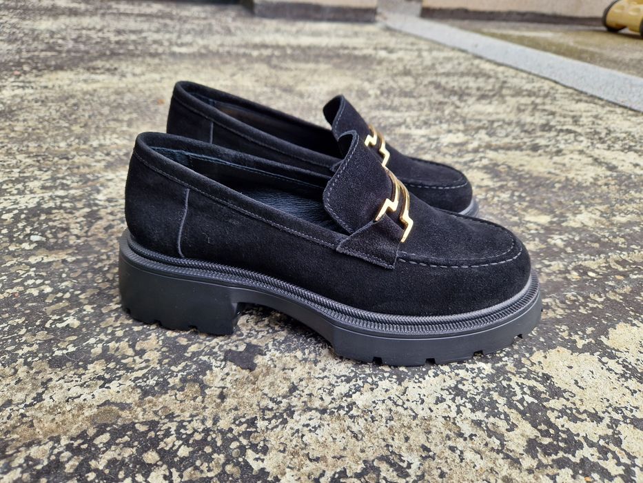 Дамски мокасини естествен велур 39 номер