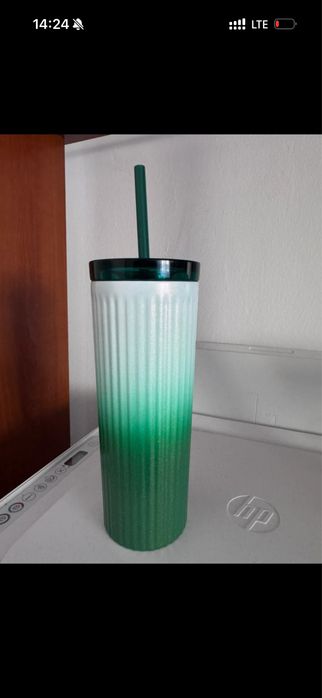 Pahar Starbucks Tumbler original cu pai, model verde în degrade, SKU 11139086