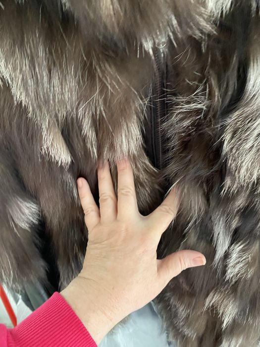 Haina din piele cu blana vulpe