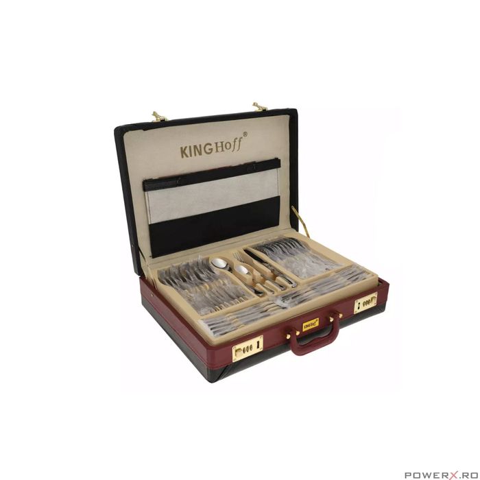 Set tacamuri din inox, 72 de piese, cu diplomat, Kinghoff