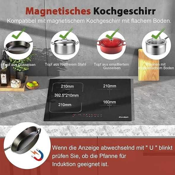 Cooksir Plită cu inducție cu priză, 4 ochiuri , instalare 60 cm