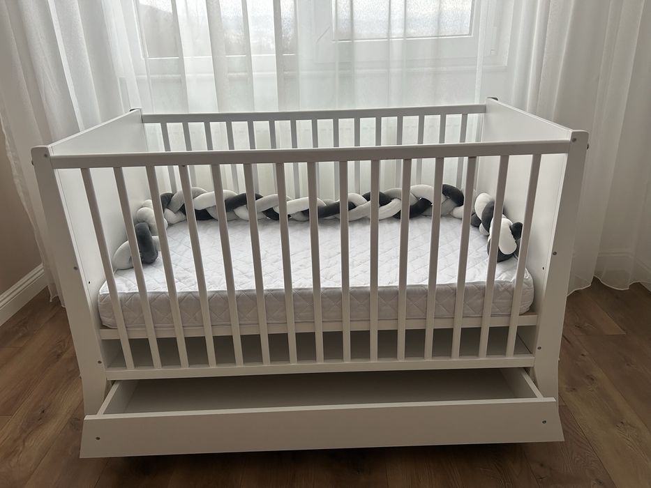 Patut bebelus lemn alb 120/60