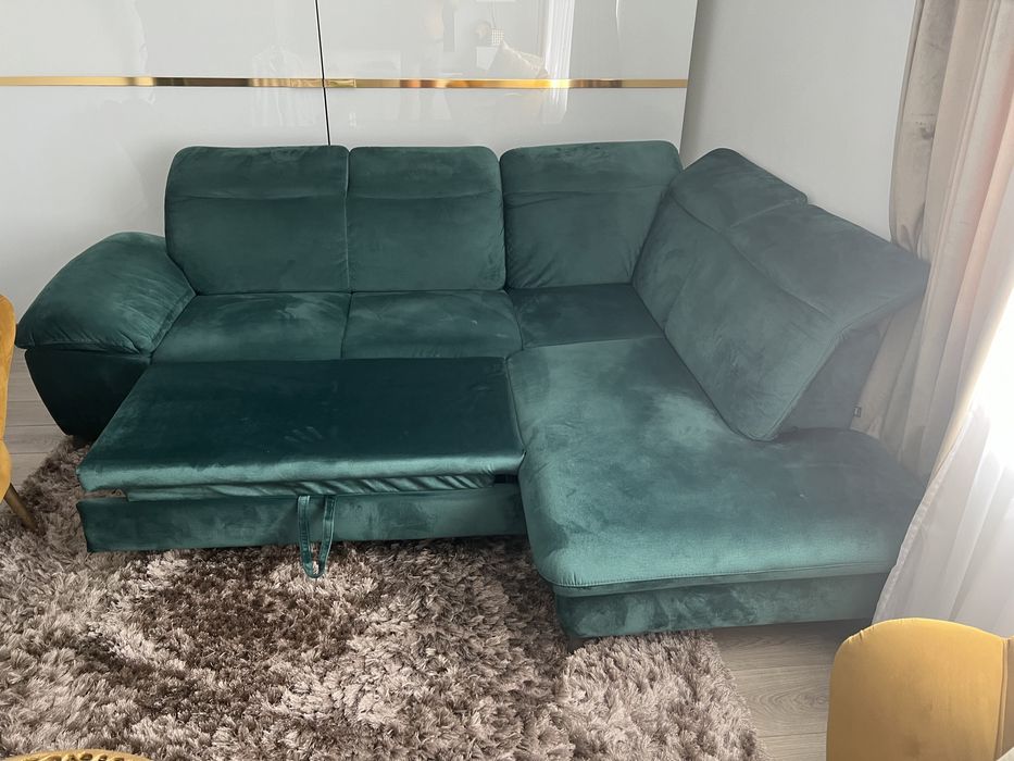 Colțar Lara extensibil culoare verde smarald