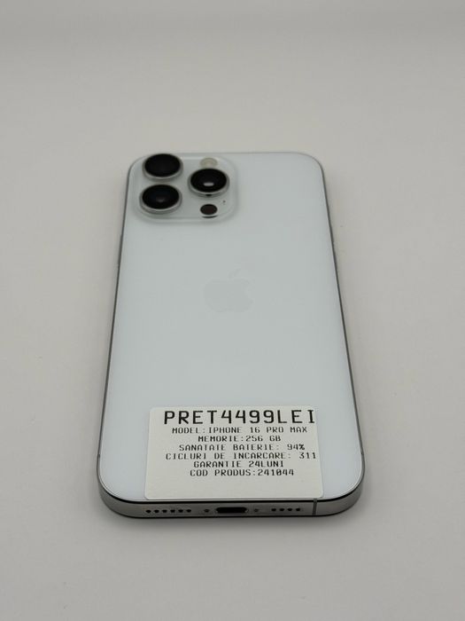 MAGAZIN: Iphone 16 Pro Max |  White | 256 GB |Garantie  24 luni