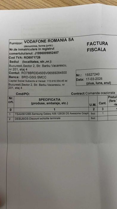 De vanzare Samsung Galaxy A56 Dual SIM 8GB RAM 128GB5G Awesom Graphite