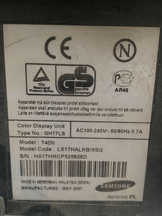 Samsung SyncMaster 740N монитор