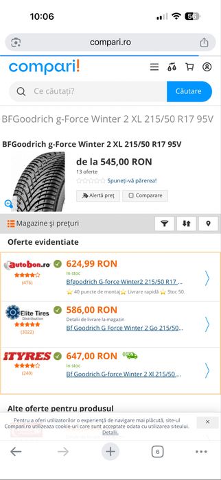 Roți de iarnă stare foarte bună 215 50 R17