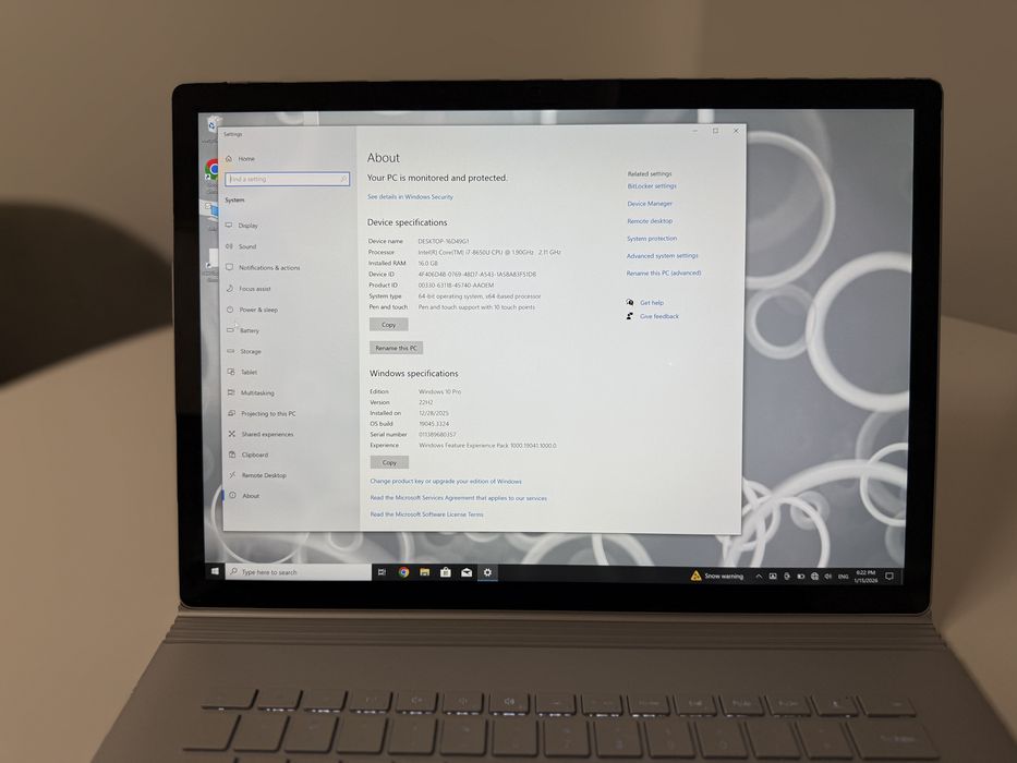 Microsoft Surface Book 2, i7-8650U, 16Gb Ram, 512SSD