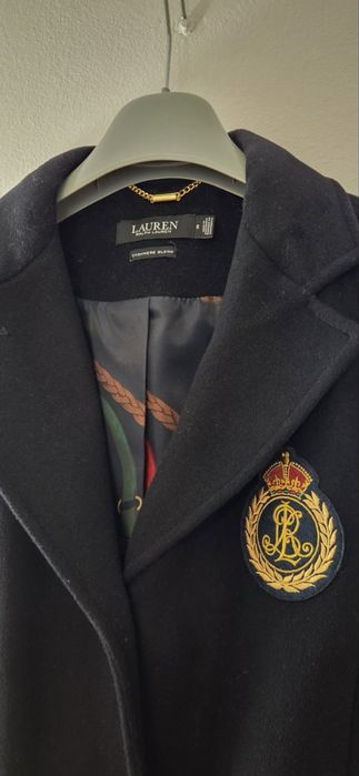 Вълнено палто Ralth Lauren тъмносин цвяр