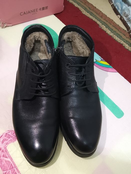 Кожанный сапоги зимные