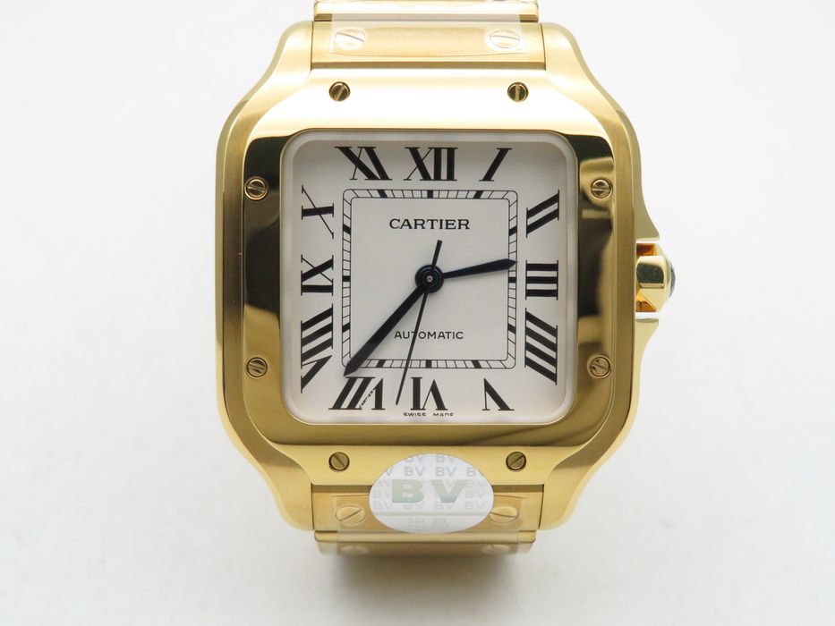 Cartier Santos de Cartier 35mm дамски - жълто злато, бял циферблат, сапфирено стъкло - QC снимки