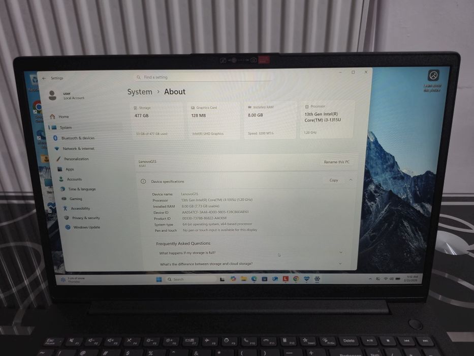 Lenovo G15 i3-1315u