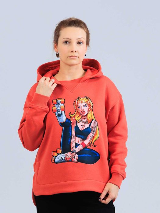 Продается женское худи с начесом,  с капюшоном, с принтом