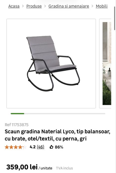 Scaun balansoar nou cu eticheta