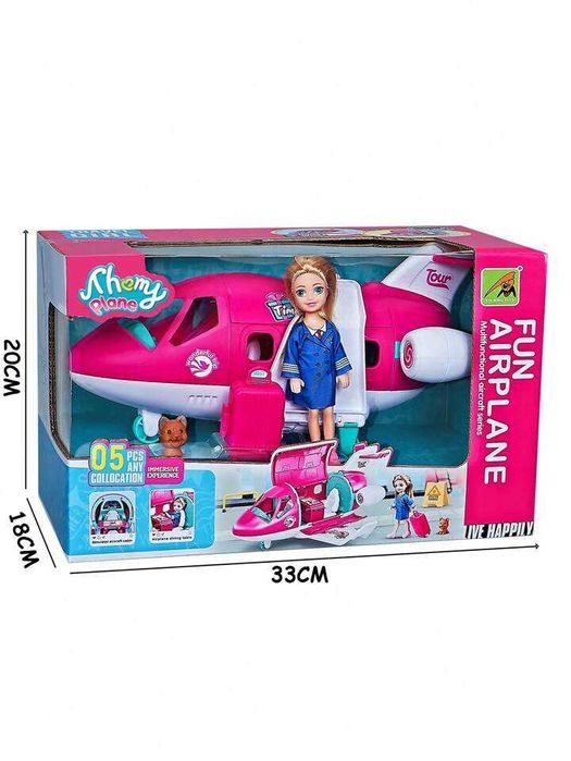 Комплект кукла със самолет и аксесоари