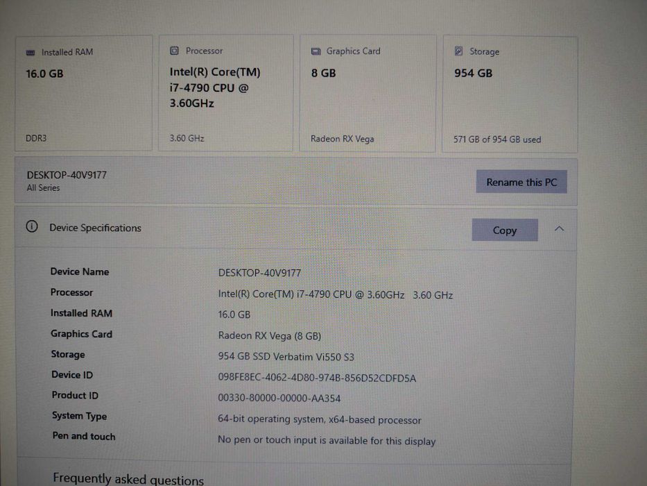 Calculator gaming/office - I7 4790 - 16GB DDR3 - VEGA64 + Monitor