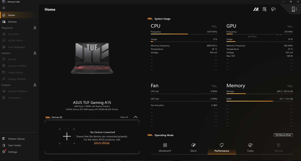 Asus TUF A15 FA507RM, RTX 3060, 1TB NVME, 16GB, Win 11 Home сервизиран