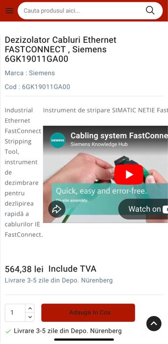 Dezizolator Cabluri Ethernet FASTCONNECT  Siemens 6GK19011GA00