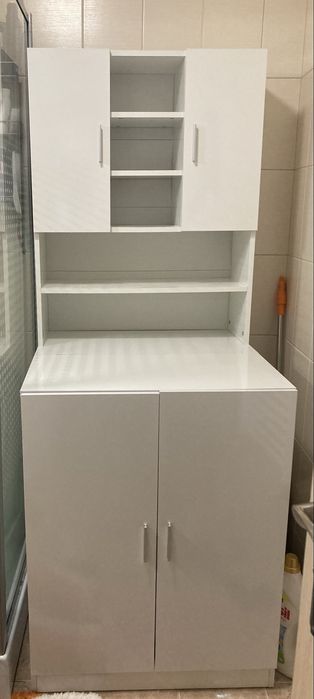 Шкаф за пералня, бял гланц