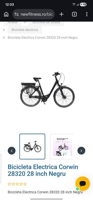 Bicicleta Electrica Corwin 28320 28 inch Negru