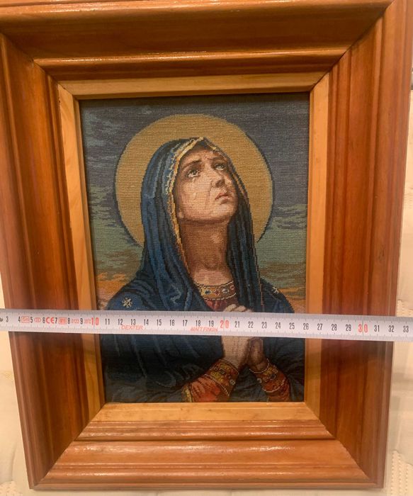 Goblen Icoana ortodoxa Maica Domnului Iisus NOU sticla și rama lemn