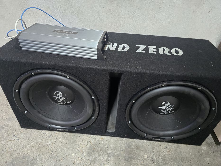 Vând subwoofer pasiv ground zero cu amplificator Hifonics